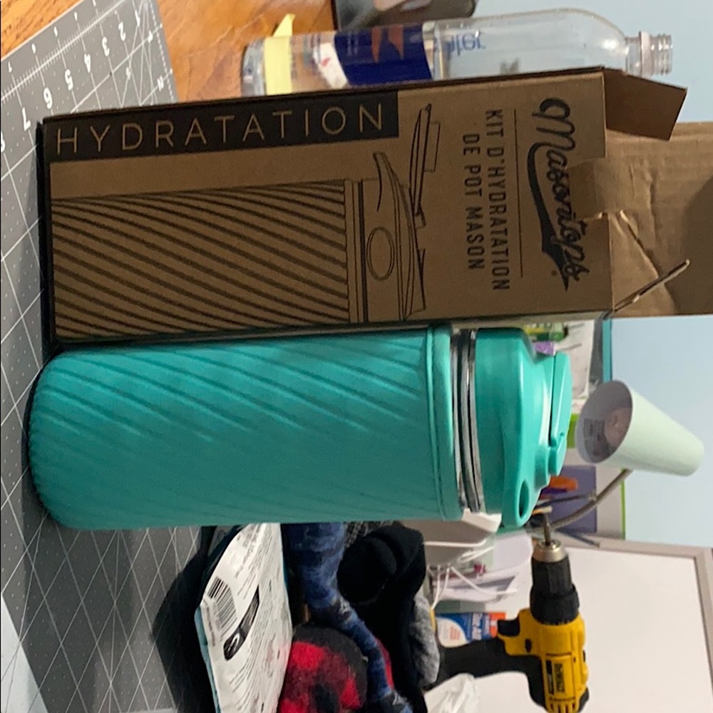 MasonTops teal glass 2 cup drink holder
